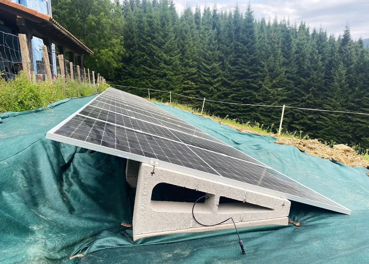Placas solares en una parcela en una zona rural.